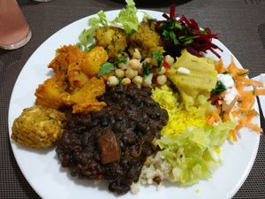 A plate from the buffet at Jardim das Cerejas - Chiado in Lisbon