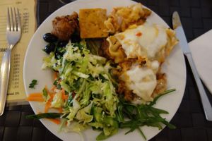 Great place! We ate here twice. Huge buffet, lots of choice including a mega-tasty lasagne and a coconut tofu curry, lots and lots of salad too. There is so much choice at the buffet and the food is really tasty. Thanks Jardim das Cerejas!  at Jardim das Cerejas - Chiado in Lisbon