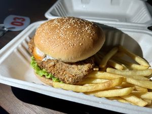 ‘Chicken’ burger   at Burgershack in Kampot