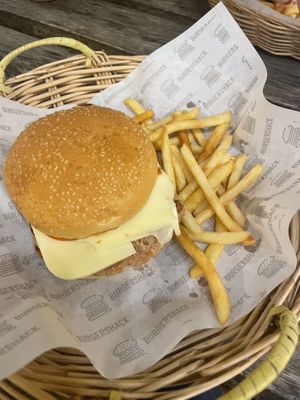 Looks bland but tastes great   at Burgershack in Kampot