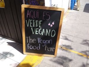 New sign at Verde Vegano  in Oaxaca