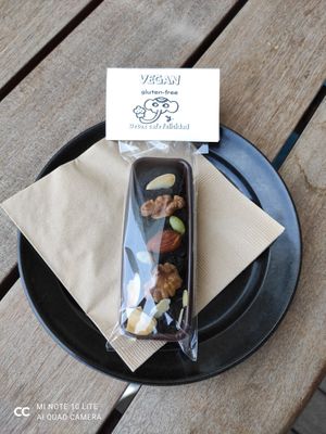 Vegan brownie at Rakuen Cafe in Naha