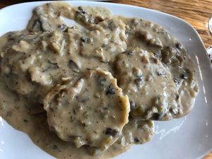 Vegan biscuits and gravy  at Palm Greens Cafe in Palm Springs