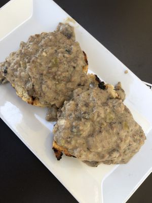 Vegan Biscuits and Gravy  at Palm Greens Cafe in Palm Springs