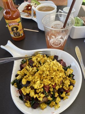 Vegetable hash with tofu scramble. Yum! at Palm Greens Cafe in Palm Springs