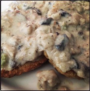Biscuits and gravy  at Palm Greens Cafe in Palm Springs