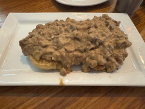 Vegan Biscuit & Gravy at Palm Greens Cafe in Palm Springs