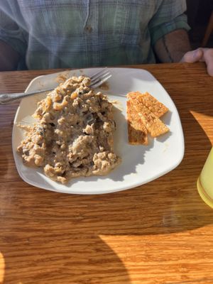Three days in a row this time we had biscuits and gravy in the oatmeal bowl another great meal  at Palm Greens Cafe in Palm Springs