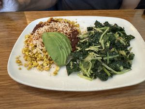Tofu rancheros with sautéed greens  at Palm Greens Cafe in Palm Springs