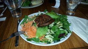 Asian Salad With Vegan Patty at Palm Greens Cafe in Palm Springs