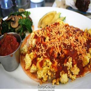 Vegan Huevos Rancheros (with tofu instead of egg) at Palm Greens Cafe in Palm Springs