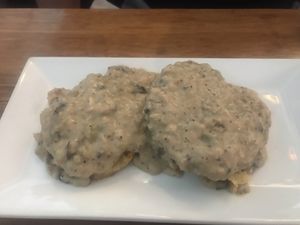 vegan Biscuits and gravy at Palm Greens Cafe in Palm Springs