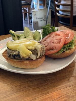 Spinach burger at Palm Greens Cafe in Palm Springs