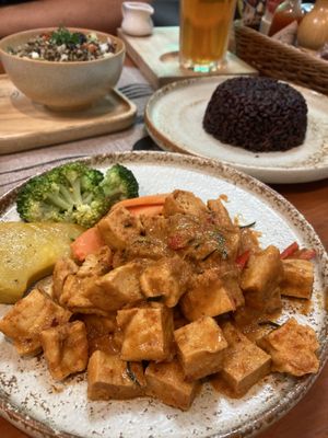 Tofu red curry (ask for no shrimp paste)   at Easy Health in Pattaya