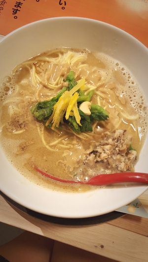 Not spicy white sesame ramen! at Orange Shokudou オレンジ食堂 in Okinawa