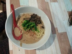 Non spicy vegan ramen at Orange Shokudou オレンジ食堂 in Okinawa