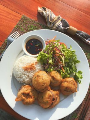 Stuffed eggplant with fermented tofu at Bamboo Cottages in Phu Quoc