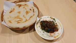 Hummus with eggplant plants by #chefjeab 

#sababacm #lifeissababa #hummuscm #hummuseggplant at Sababa in Chiang Mai