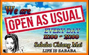 Greetings, Friends! We would like to inform you that we are open and operating as usual. Sababa team warmly welcomes you all and looks forward to serving you! 🙏😘👍 at Sababa in Chiang Mai