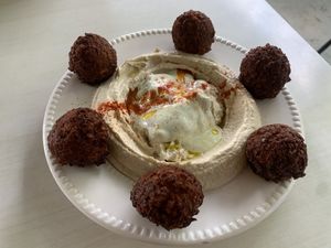 Hummus babaganoush falafel set.   at Sababa in Chiang Mai