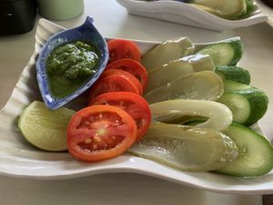 Pickles and salad  at Sababa in Chiang Mai