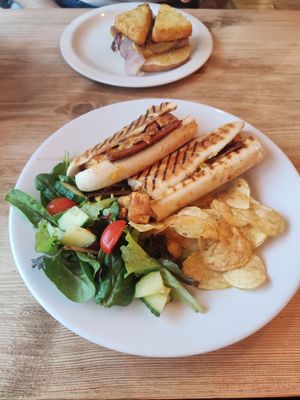 Bacon, cheese and tofu panini at The Funky Monkey in Stockport