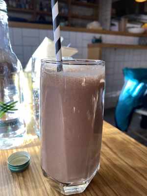 Cacao, banana, almond butter, oat milk smoothie at Friend of Mine  in Bridge Of Allan