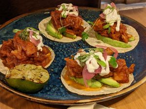 BBQ tacos, BBQ sauce is a bit overwhelming at Friend of Mine  in Bridge Of Allan