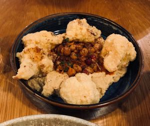 Cauliflower Fried Hummus. at Friend of Mine  in Bridge Of Allan
