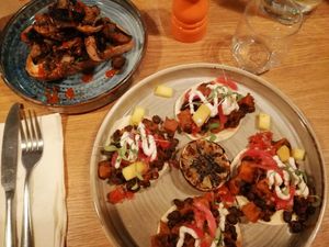Vegan tacos and miso mushrooms at Friend of Mine  in Bridge Of Allan
