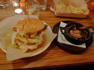 Big FOM burger (vegan) and miso mushrooms at Friend of Mine  in Bridge Of Allan