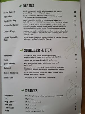 Menu at Fresh Start Bistro in Campbell River