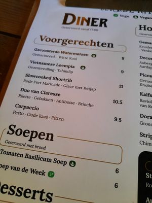 Menu at Bistro De Rode Kater in Deventer