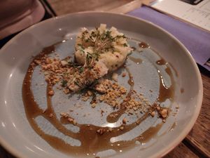 Pear - vegan blue cheese starter. Was supposed to be with red cheese but they were out. The blue cheese was too strong for our likes. at Bistro De Rode Kater in Deventer