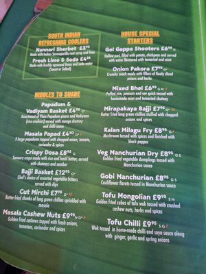 Vegan Menu Feb 2025 at Chennai Express in Basingstoke
