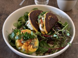 Hard boiled avocado ‘egg' at Le Potager de Charlotte - Rennequin in Paris