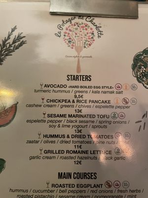 Menu  at Le Potager de Charlotte - Rennequin in Paris