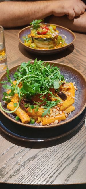 (Front) Rigatoni & (back) rice dish at Le Potager de Charlotte - Rennequin in Paris