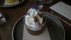 Chocolate coconut desert at Le Potager de Charlotte - Rennequin in Paris