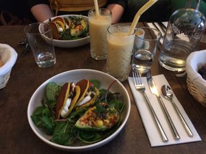 Salty pancakes with mushrooms and avocado at Le Potager de Charlotte - Rennequin in Paris