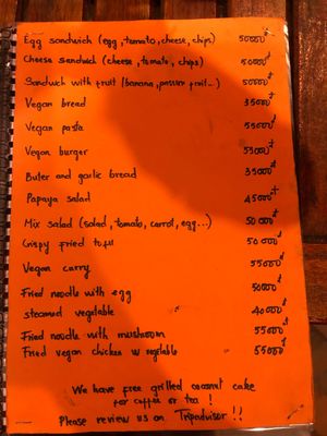 Menu at Tron Cafe in Hoi An
