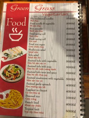 Menu at Tron Cafe in Hoi An