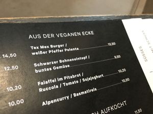 Vegan menu at Tom Almhütte in Maria Alm