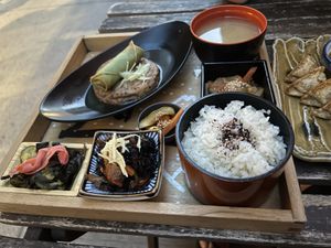 Vegan tofu steak and accompaniments! Best value for money! And great flavor!   at Mari's MetchaMatcha Wasyoku in Vienna