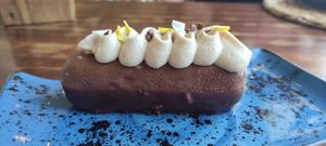 Churro de chocolate y platano at Coco Cuina Viva in Cadaques