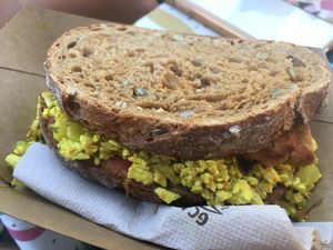 Bocata de tempeh con revuelto de tofu  at Coco Cuina Viva in Cadaques