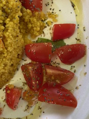 With cherry tomatoes   at Va Pensiero Nutrition Cafe in Venice