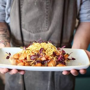 Vegan cheesy giant beans at Esquires in Tunbridge Wells