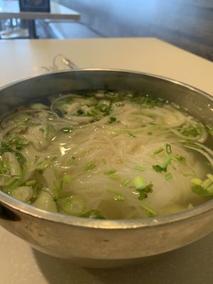Tofu Pho (tofu and broccoli are under the noodles)  at I Heart Banh Mi  in Hemet