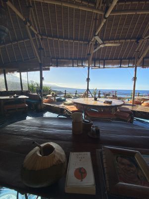 View from restaurant (upstairs) at Blue Earth Village in Bunutan